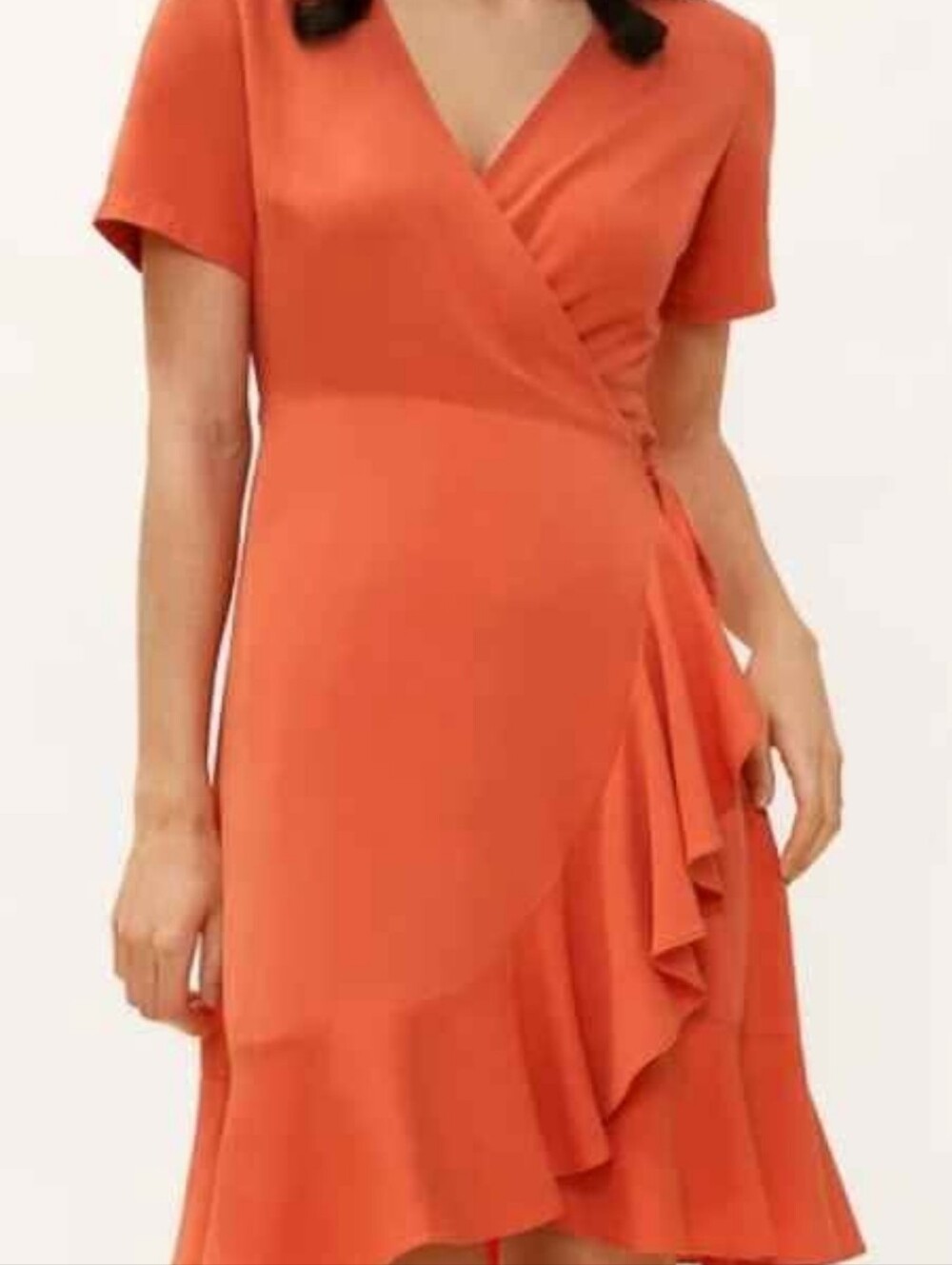 From Rachel Women's Wrap Ruffle Dress - Orange